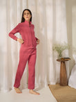 Ribbed Full Zip Coord Set - Berry Crush