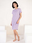 TruCotton™ Botanical Round Neck Nightdress - Cosmic Purple