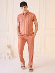 UltraLuxe™ Vertical Stripe Pyjama Set - Apricot