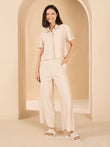 Button Down Palazzo Set - Beach Sand