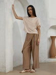 Elegant Flow Palazzo Set - Beach Sand