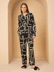 Soft Abstract Pyjama Set - Black