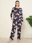 Scattered Floral Pyjama Set - Black