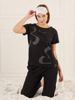CottonEase™ Time to Bloom Pyjama Set - Black