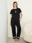 CottonEase™TM Ornate Medallion Pyjama Set - Black