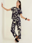 Playful Hearts Pyjama Set - Black