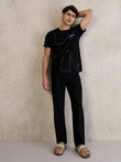 UltraLuxe™ Linear Sketch Pyjama Set - Black