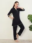 CottonEase™ Contrast Piping Pyjama Set - Black