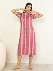 SoftCloud™ Vertical Stripe V Neck Nightdress - Brown