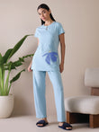 Midnight Bloom Pyjama Set - Cloud Blue