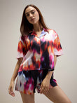 Silky Dreams Chromatic Flow Button Down Shorts Set - Dreamscape Art