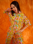Garfield Playful Button Down Palazzo Pyjama Set - Garfield Aop