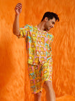 Garfield Happy Faces Button Down Shorts Set - Garfield Aop