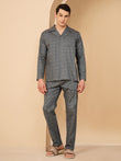 Diamond Weave Button Down Pyjama Set - Green