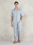 Leafy Greens Button Down Pyjama Set - Grey