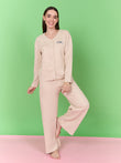 Snoopy Relaxed Pals Button Down Wide Leg Pyjama Set - Light Cream