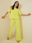 LuxSoft™ Simply Lazy Wide Leg Pyjama Set - Lime Sorbet