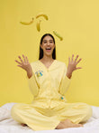 Minions Vacay Button Down Wide Leg Pyjama Set - Mellow Yellow