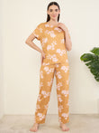 Blossom Print Pyjama Set - Mustard