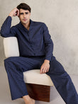 Geometric Dash Button Down Pyjama Set - Navy