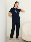 CottonEase™ Geometric Flow Pyjama Set - Navy