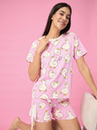 CottonEase™ Quirky Duck Shorts Set - Pink Cosmos