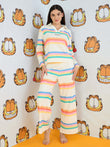 Garfield Rainbow Stripe Wide Leg Pyjama Set - Rainbow Stripe