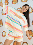 Garfield Rainbow Stripe Hoodie Shorts Set - Rainbow Stripe