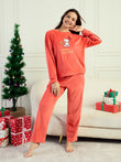 Snoopy Happy Holidays Round Neck Tracksuit - Red