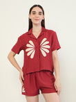 Petal Pop Button Down Coord Set - Rio Red
