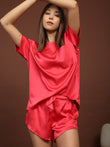 Silky Dreams Effortless Shorts Set - Ruby Red
