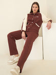 Varsity Button Down Track Suit - Rum Raisin