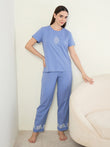 CottonEase™TM Ornate Medallion Pyjama Set - Shadow Blue