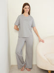UltraLuxe™ Sweet Dreams Wide Leg Pyjama Set - Silver Jet