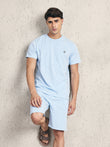 Abstract Wave Shorts Set - Sky