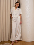 Luxe Stripe Button Down Palazzo Pyjama Set - Star White Stripe