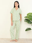 CottonEase™ Geometric Maze Pyjama Set - Stone Green