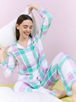 Snoopy Pastel Plaid Palazzo Pyjama Set - Swan White