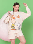 Peanuts Playful Friends Oversized Sweatshirt Shorts Set - Swan White