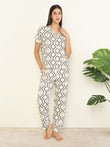 CottonEase™ Geometric Maze Pyjama Set - Swan White