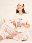CottonEase™ Celestial Tarot Wide Leg Pyjama Set - Swan White