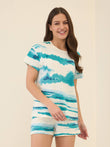 Pink Tie-Dye Shorts Set - Teal