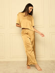 Aurora Flow Cropped Wide Leg Pyjama Set - Timeless Gold