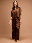 Aurora Flow Cropped Wide Leg Pyjama Set - Tiramisu
