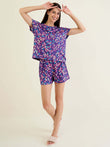 Playful Hearts Shorts Set - Violet