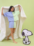 Snoopy Color-block Shorts Set - Vista Blue