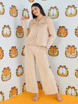 Garfield Playful Button Down Wide Leg Pyjama Set - Warm Sand