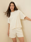 LuxSoft™ Simply Lazy Oversized Shorts Set - Whipped Cream