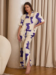Aurora Flow Cropped Wide Leg Pyjama Set - Work Of Art