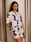 Silky Dreams Chromatic Flow Button Down Shorts Set - Work Of Art